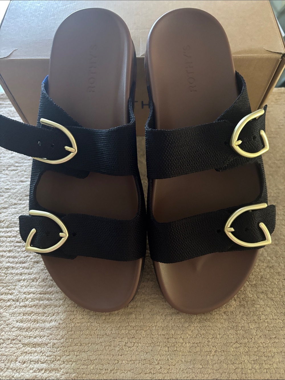 Rothy's Black The Buckle Slide
